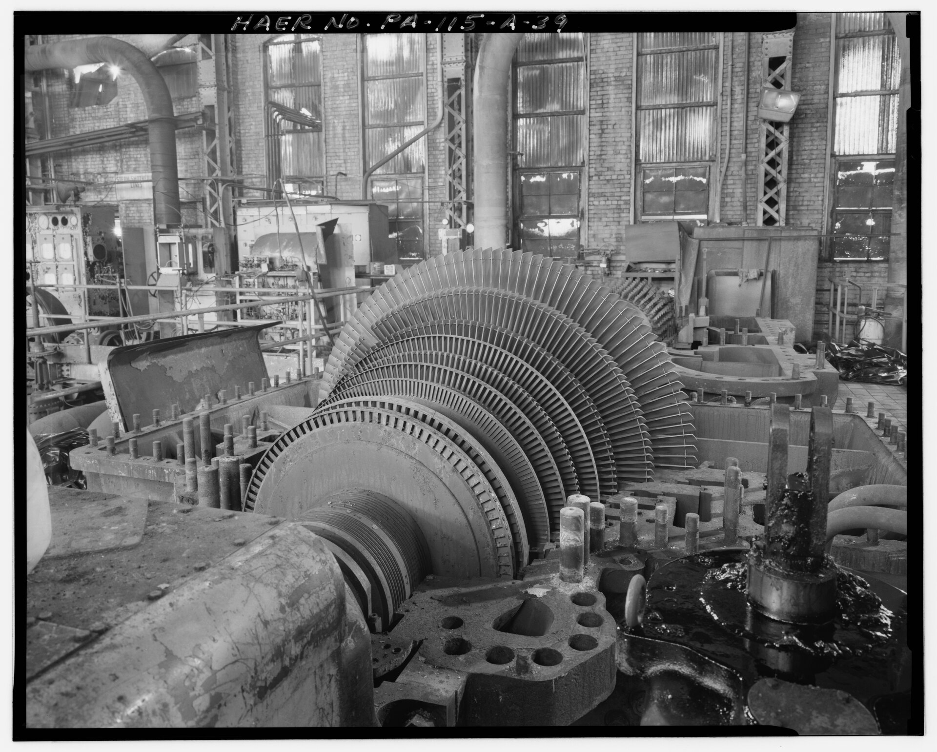 Archival view of industrial turbine blades